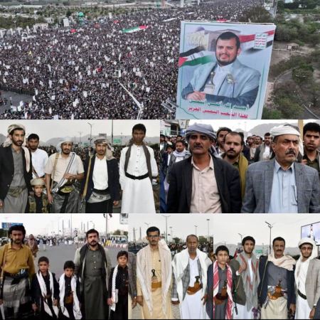 مسيرة مليونية بالعاصمة صنعاء في مسيرة "ثابتون مع غزة رغم أنف كل عميل"